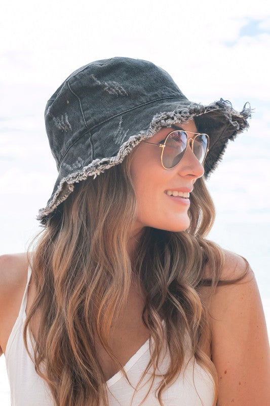 Denim Bucket Hat Black Wash OneSize by Aili&