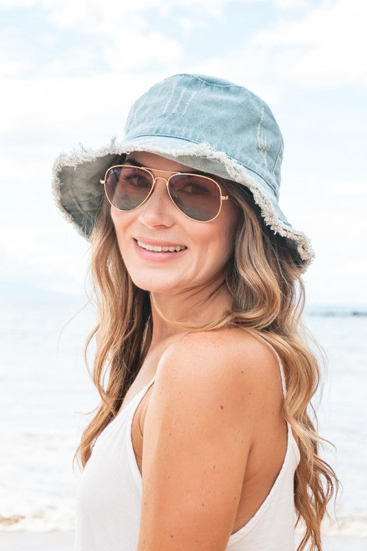 Denim Bucket Hat Light Wash OneSize by Aili&