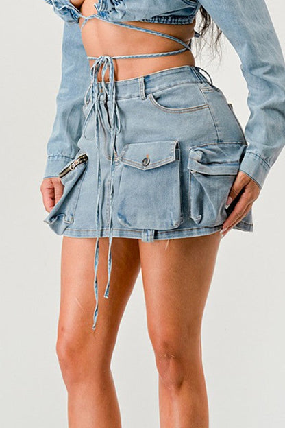 Denim Daze Wrap Skirt DENIM by Athina | Fleurcouture