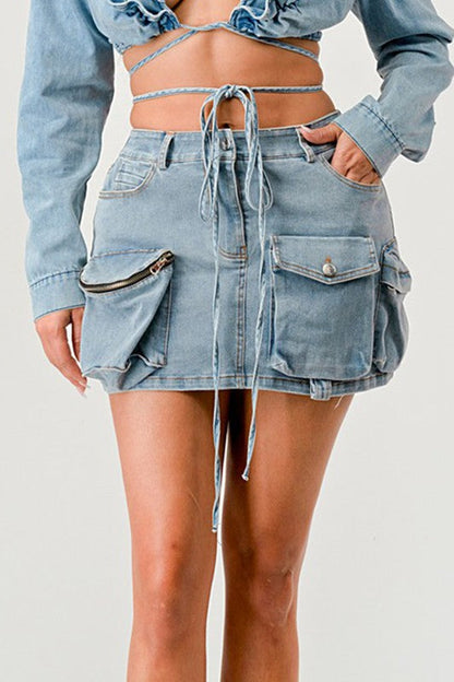 Denim Daze Wrap Skirt DENIM S by Athina | Fleurcouture