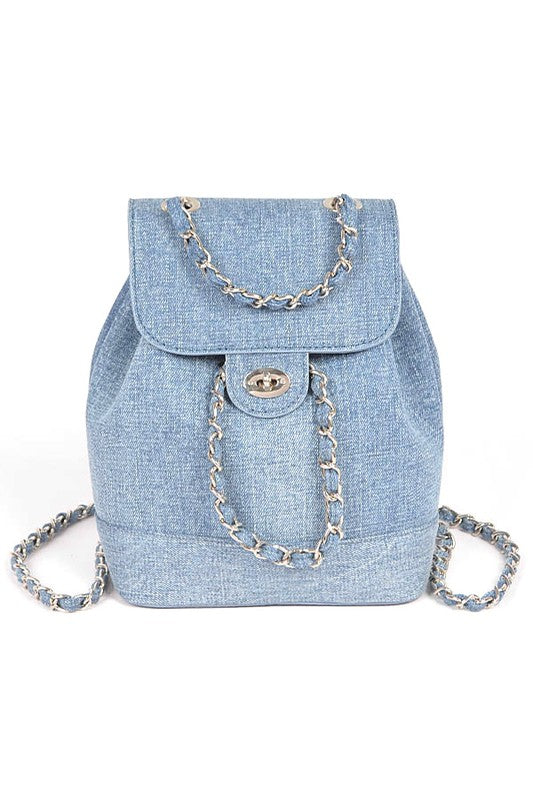 Denim Fashion Backpack Light Blue O/S by Artini Accessories | Fleurcouture