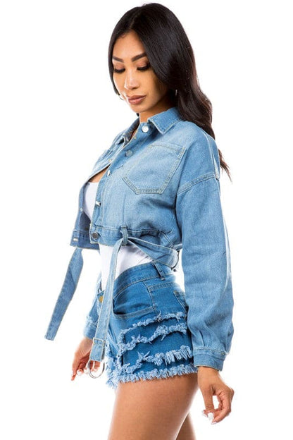 DENIM JACKET BLUE Jackets by By Claude | Fleurcouture