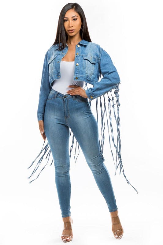 DENIM JACKET BLUE Jackets by By Claude | Fleurcouture