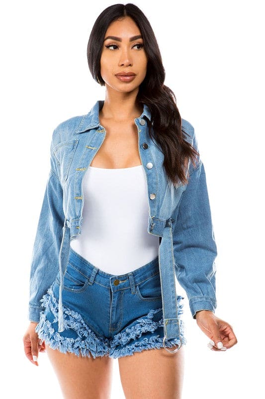 DENIM JACKET BLUE Jackets by By Claude | Fleurcouture