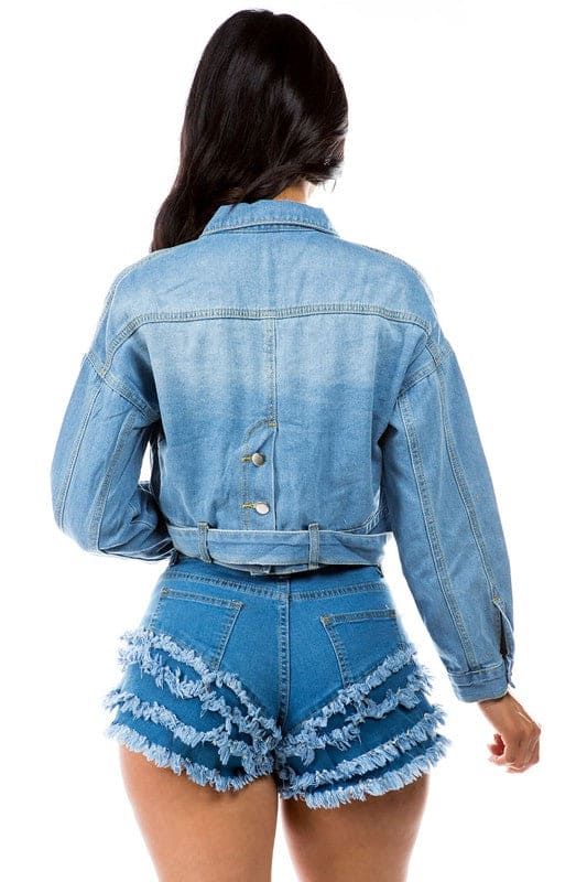 DENIM JACKET BLUE Jackets by By Claude | Fleurcouture