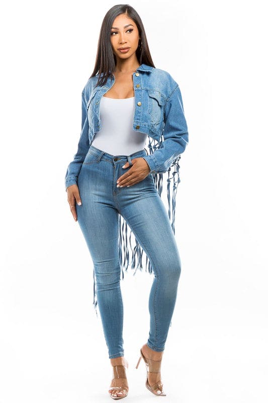 DENIM JACKET BLUE Jackets by By Claude | Fleurcouture