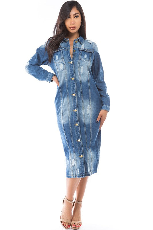 DENIM JACKET DRESS NAVY by By Claude | Fleurcouture