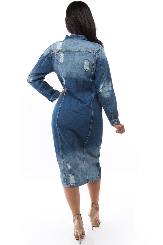 DENIM JACKET DRESS NAVY by By Claude | Fleurcouture