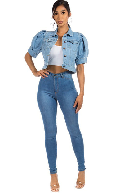 DENIM JACKET LIGHT BLUE by By Claude | Fleurcouture