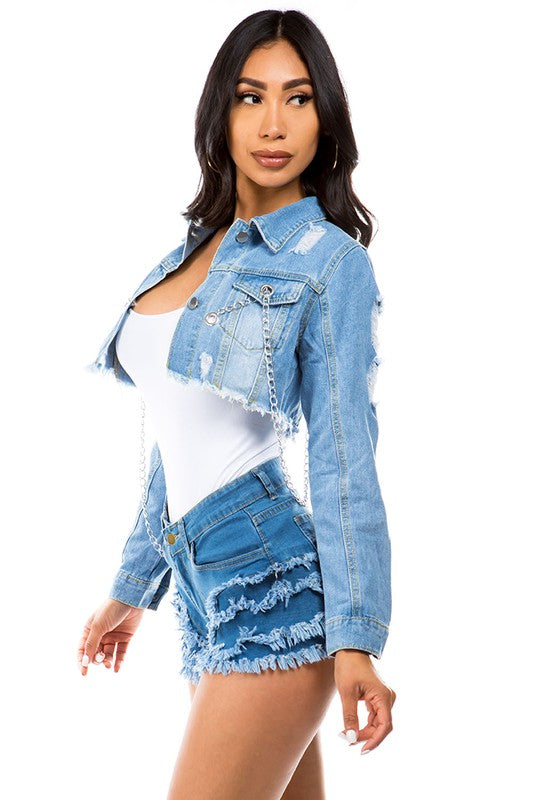 DENIM JACKET LIGHT BLUE by By Claude | Fleurcouture