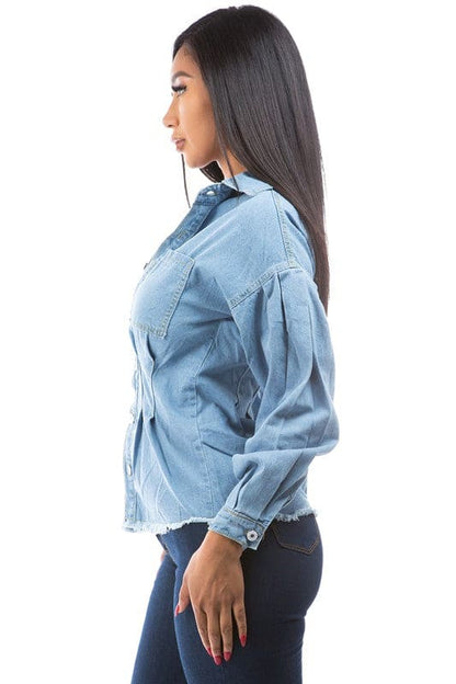 DENIM JACKET LIGHT BLUE Jackets by By Claude | Fleurcouture