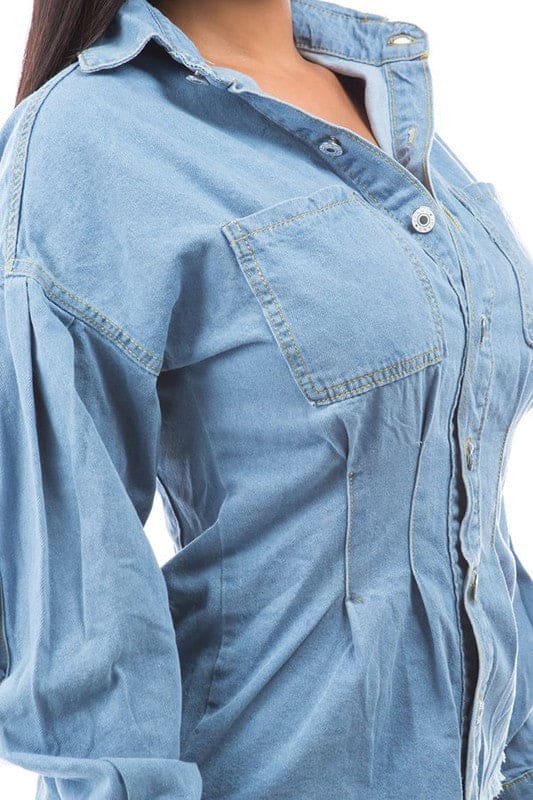 DENIM JACKET LIGHT BLUE Jackets by By Claude | Fleurcouture