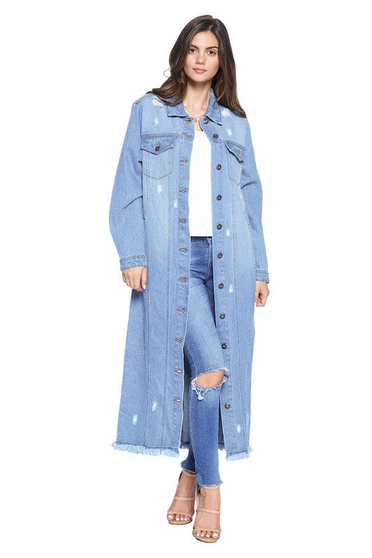 DENIM LONG JACKETS DISTRESSED WASHED Jackets by Blue Age | Fleurcouture