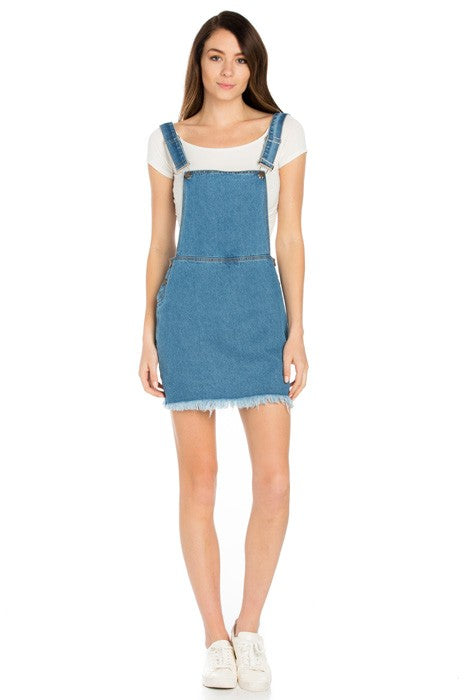 Denim Mini Skirt Overall Medium Wash S by O2 Denim | Fleurcouture