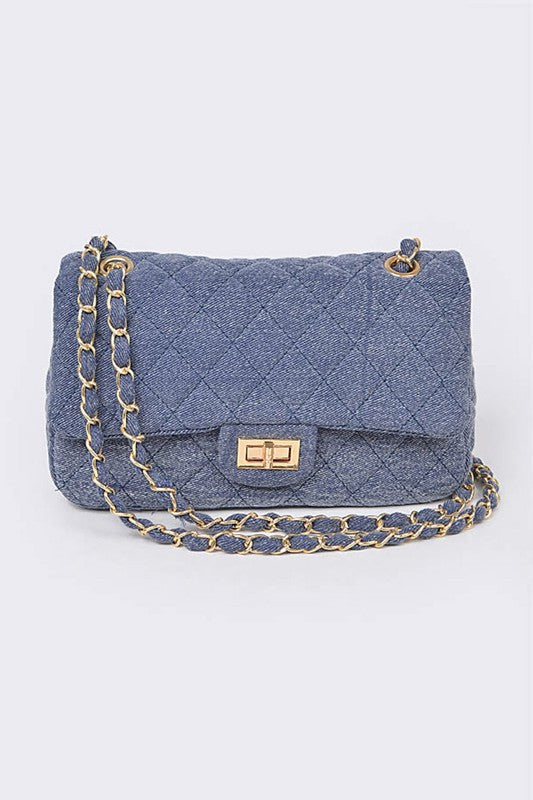 Denim Quilted Convertible Shoulder Bag O/S by Artini Accessories | Fleurcouture