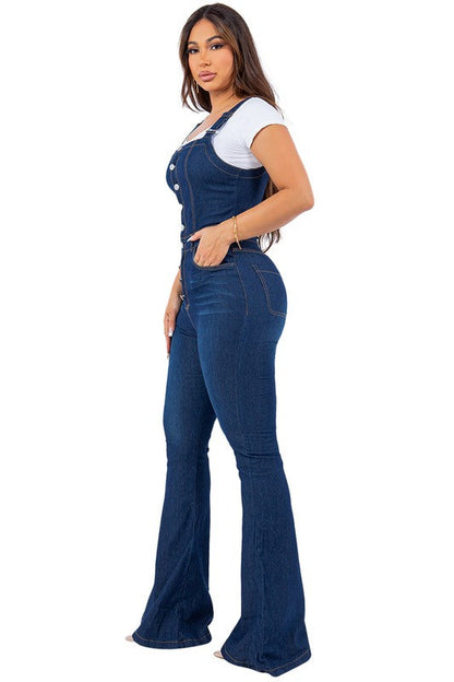 DENIM SEXY DENIM JUMPSUIT NAVY BLUE by By Claude | Fleurcouture