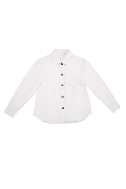 Denim shirt with pocket Ivory by Lilou | Fleurcouture