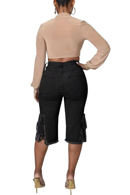 DENIM SHORT BLACK by By Claude | Fleurcouture