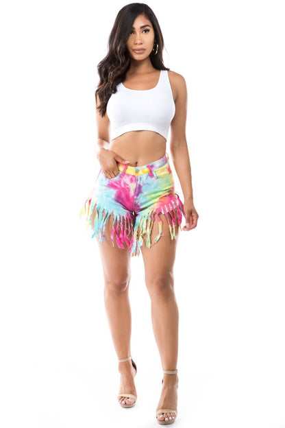 DENIM SHORT PINK MULTI S by By Claude | Fleurcouture