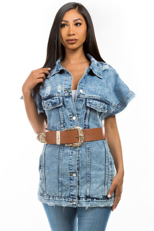 DENIM VEST JACKET BLUE by By Claude | Fleurcouture