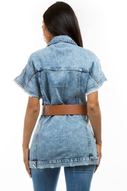 DENIM VEST JACKET BLUE by By Claude | Fleurcouture