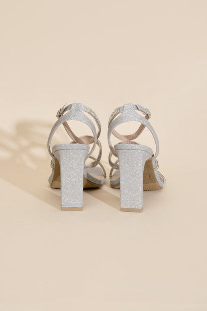 DEVIN-1 Silver Rhinestone Heels SILVER by Top Guy Footwear | Fleurcouture