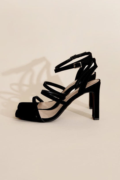 DEVIN-8 Ankle Strap Heels BLACK by Top Guy Footwear | Fleurcouture