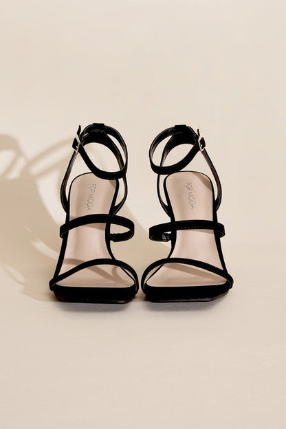 DEVIN-8 Ankle Strap Heels BLACK by Top Guy Footwear | Fleurcouture