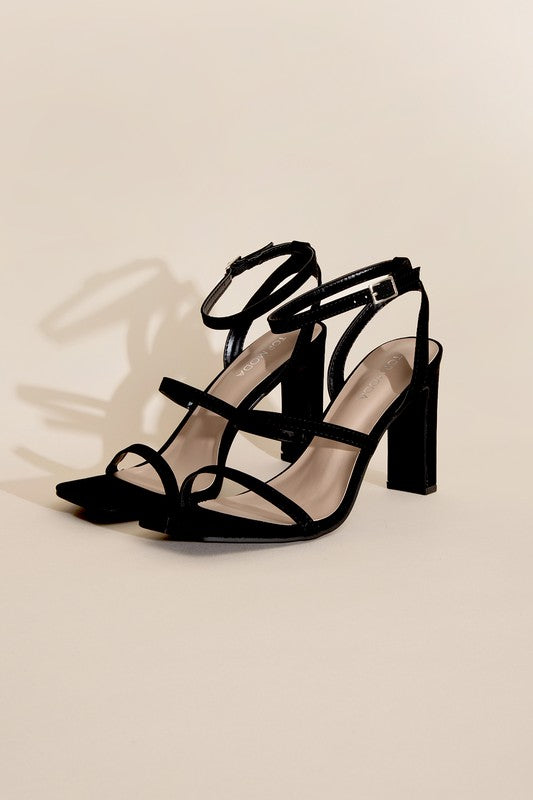 DEVIN-8 Ankle Strap Heels BLACK by Top Guy Footwear | Fleurcouture