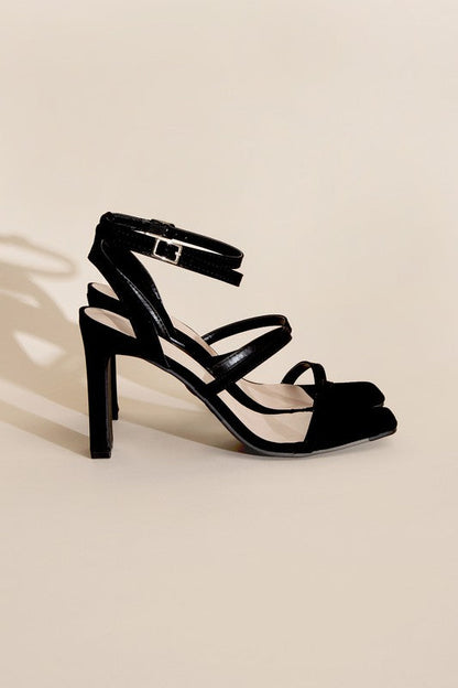 DEVIN-8 Ankle Strap Heels BLACK by Top Guy Footwear | Fleurcouture