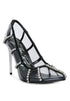 Diamante Clear High Heel Cage Pumps Black 5 by Rag Company | Fleurcouture