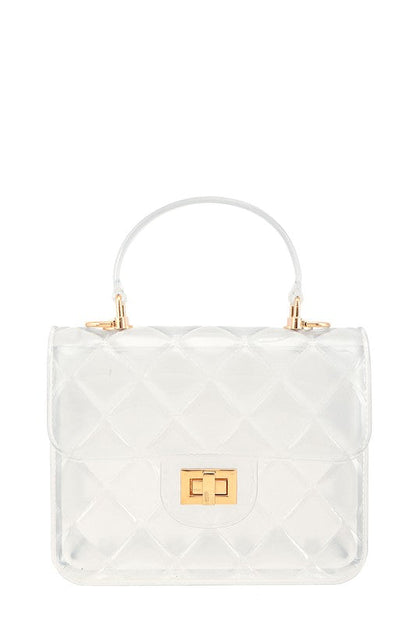 Diamond Quilted Cross Body Jelly Bag CLEAR OS by ICCO ACCESSORIES | Fleurcouture