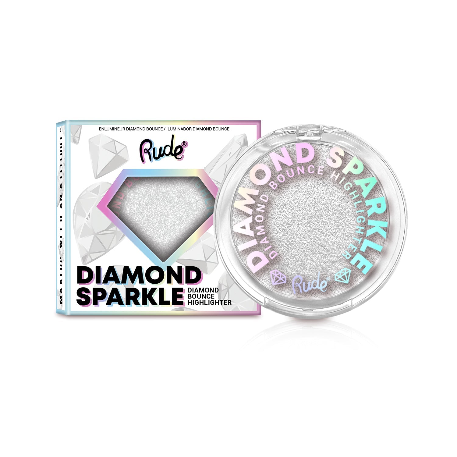 Diamond Sparkle Diamond Bounce Highlighter Display Set, 24pcs Wholesale Set by Rude Cosmetics | Fleurcouture