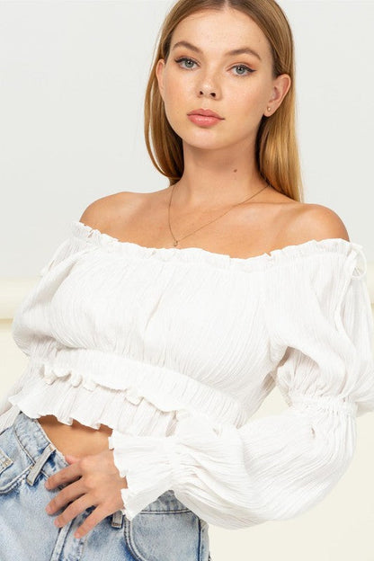 Dipped in Sugar Flounce Hem Blouse OFF WHITE S by HYFVE | Fleurcouture