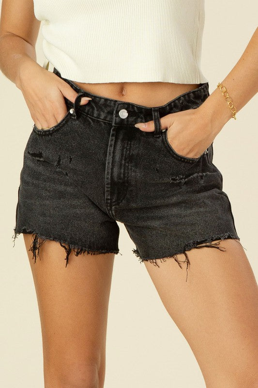 Distressed denim shorts Black by Lilou | Fleurcouture