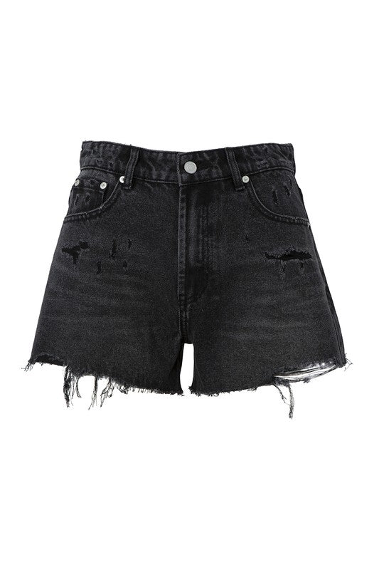 Distressed denim shorts Black by Lilou | Fleurcouture