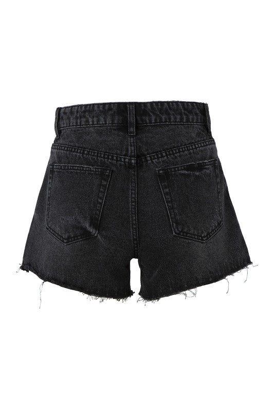 Distressed denim shorts Black by Lilou | Fleurcouture