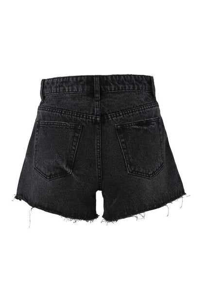 Distressed denim shorts Black by Lilou | Fleurcouture