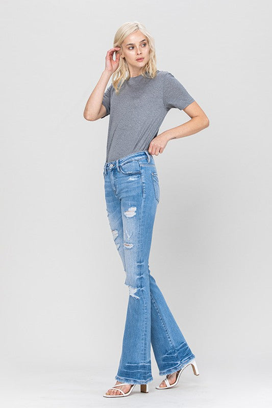 Distressed Mid Rise Flare ELLERS by VERVET by Flying Monkey | Fleurcouture