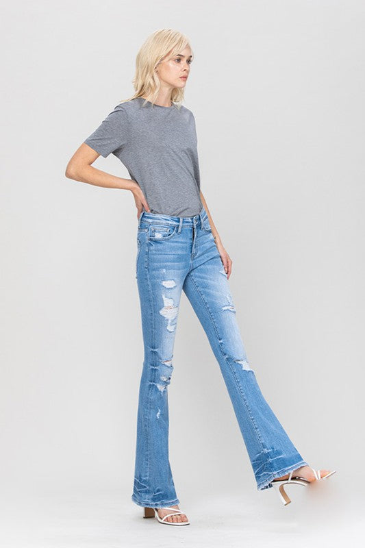 Distressed Mid Rise Flare ELLERS by VERVET by Flying Monkey | Fleurcouture