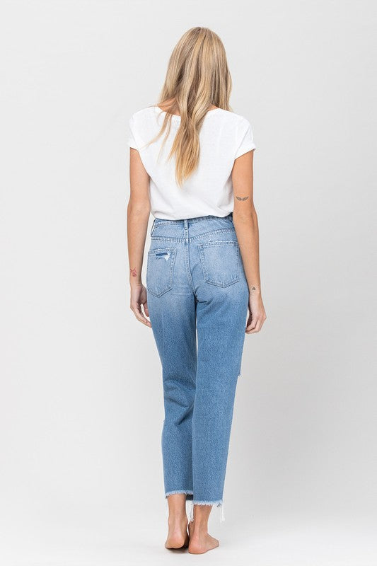 Distressed Raw Hem Mom Jeans BILLIE by VERVET by Flying Monkey | Fleurcouture