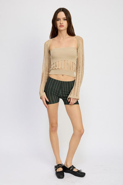 DISTRESSED SWEATER TUBE TOP by Emory Park | Fleurcouture