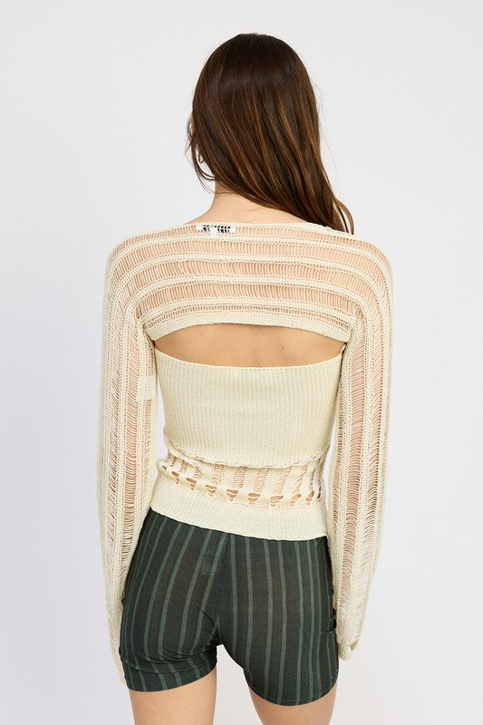 DISTRESSED SWEATER TUBE TOP by Emory Park | Fleurcouture