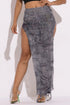 Distressed Thigh Slit Maxi Skirt by Fleurcouture | Fleurcouture