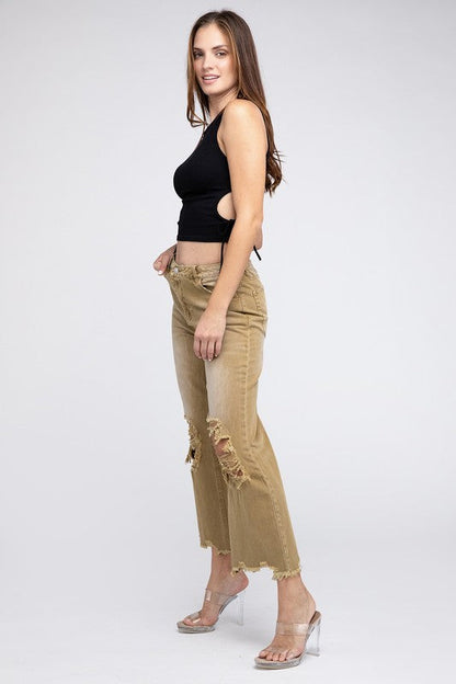 Distressed Vintage Washed Wide Leg Pants by BiBi | Fleurcouture