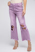 Distressed Vintage Washed Wide Leg Pants VINTAGE LAVENDER S by BiBi | Fleurcouture