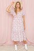 Ditsy Floral Square Neck Sundress Ivory Pink S by EG fashion | Fleurcouture