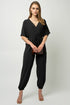 Dolman Sleeve Surplice Jumpsuit Black S by Gilli | Fleurcouture