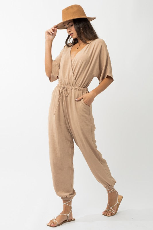 Dolman Sleeve Surplice Jumpsuit by Gilli | Fleurcouture