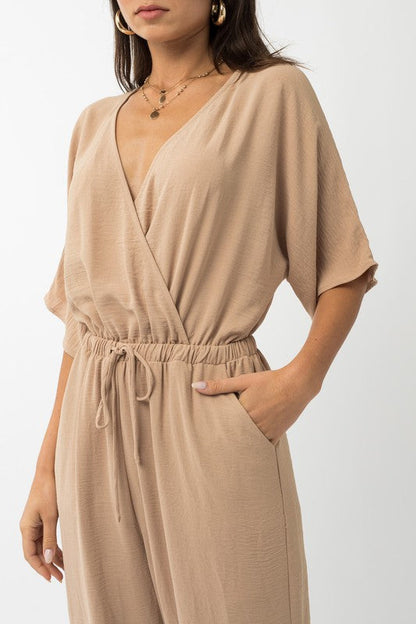 Dolman Sleeve Surplice Jumpsuit by Gilli | Fleurcouture